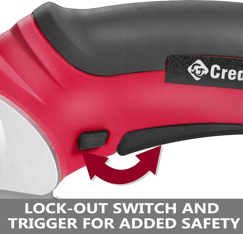 Creddux Cordless Electric Scissors, 4.2V Cardboard Cutter Tool for Cardboard Carpet Leather Packages Plastic with Rechargeable Battery Red - Image 4